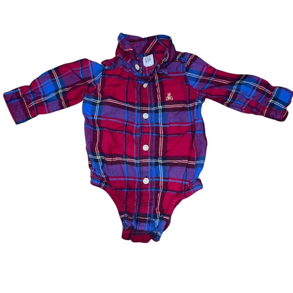 GAP Red and Blue Plaid Bodysuit